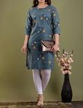 Stylish Gray Black/Orange Print Cotton Kurti S- M-L-XL Size Kurti #6201678